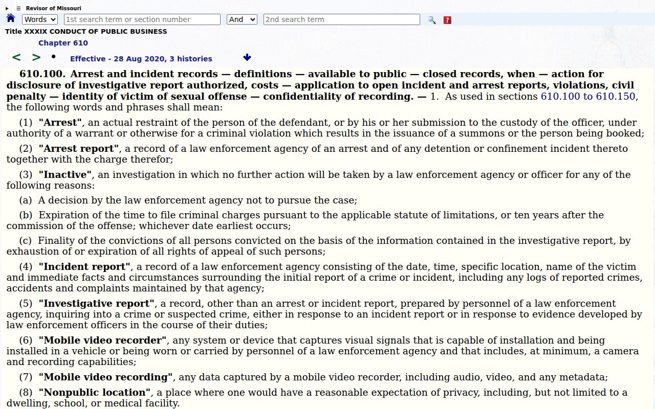 Auxvasse Callaway County arrest records and incident report law