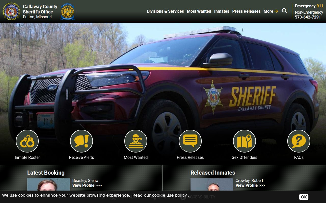 Official Callaway County Sheriff homepage for arrest and jail services
