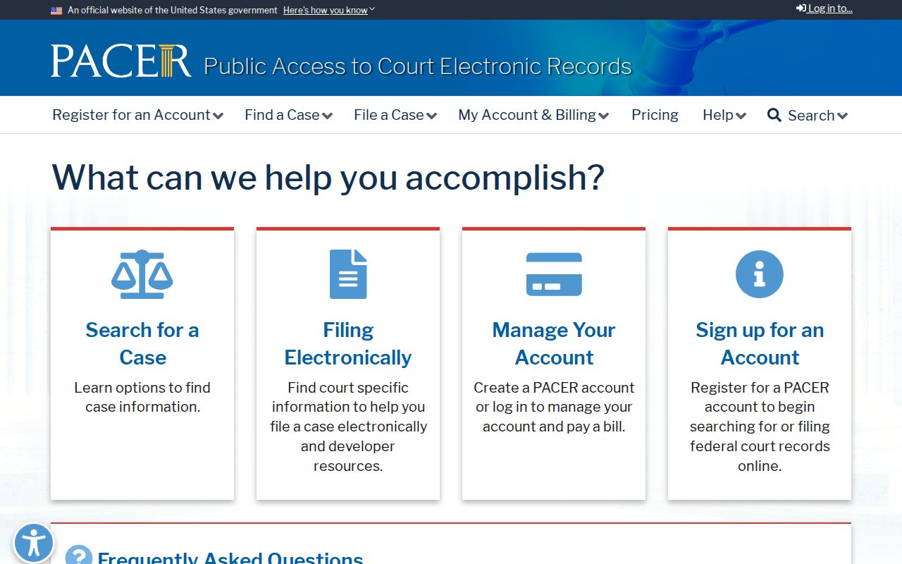 PACER federal court record access for Callaway County cases