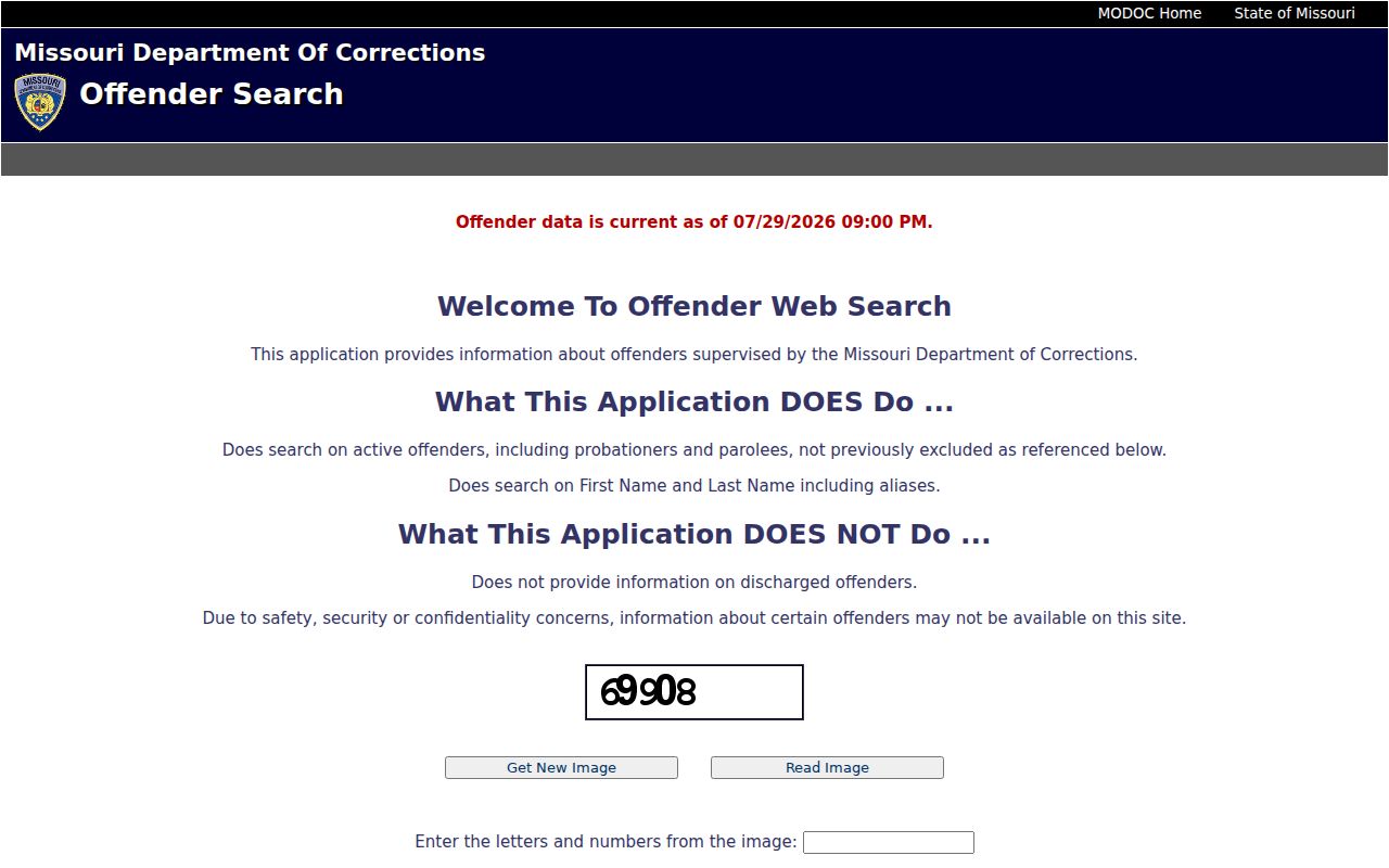Missouri offender search for Callaway County correctional records